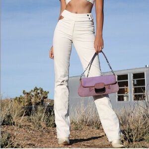High-Rise Cream Straight-Leg Pants